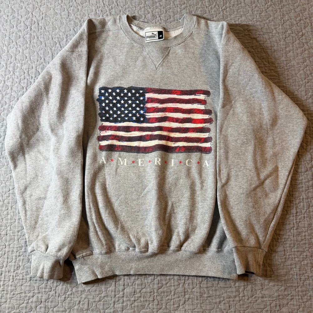 Puma America Sweatshirt, Mens Medium, Gray, Americana, Classic